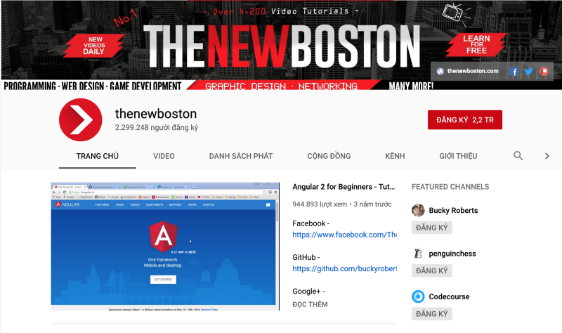 thenewboston - top 5 kênh YouTube cho dân lập trình