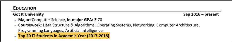 Cách ghi thành tích học tập trong CV - Hướng dẫn viết CV cho Software Engineer