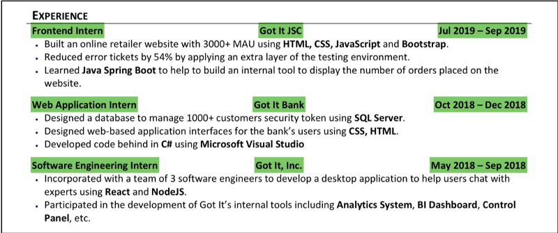Ghi tên vị trí, công việc - Hướng dẫn viết CV cho Software Engineer