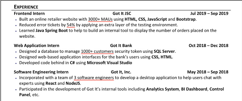 Cách dùng dữ liệu trong CV - Hướng dẫn viết CV cho Software Engineer