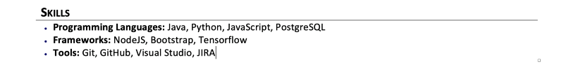 Ví dụ cách trình bày kỹ năng trong CV - Hướng dẫn viết CV cho Software Engineer