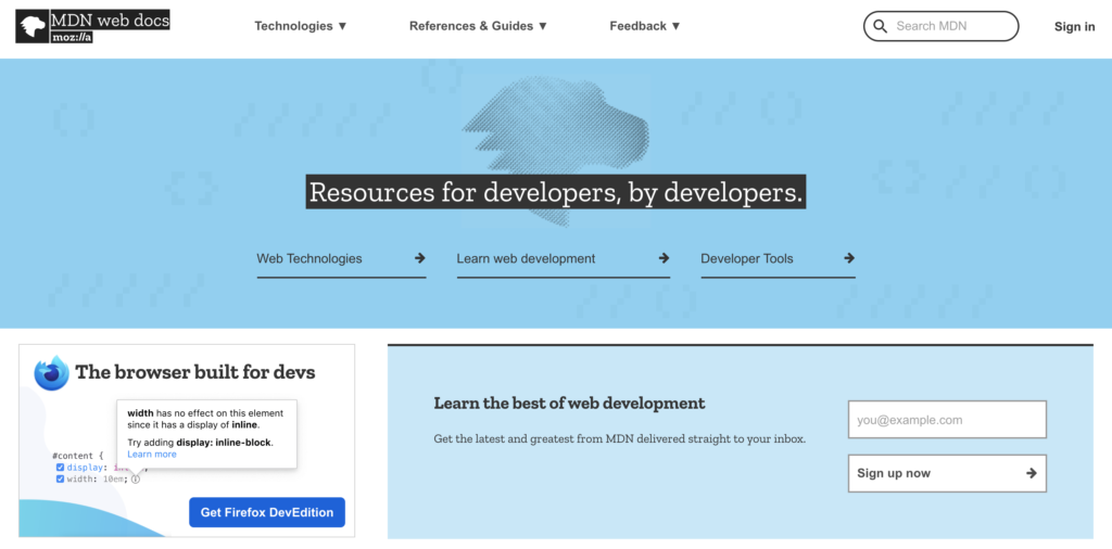 Mozilla Developer Network là một website tự học Python hiệu quả