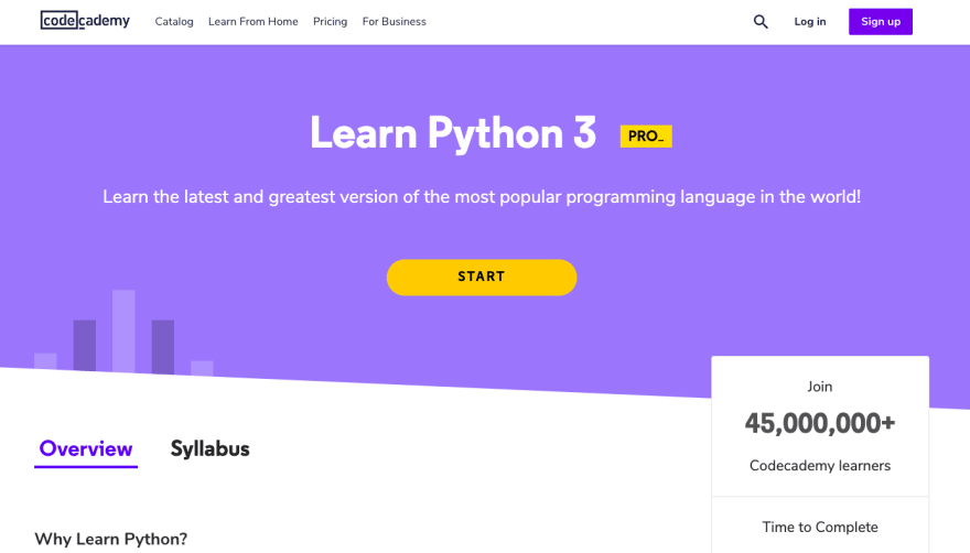 Khoá học Python online trên Codeacademy