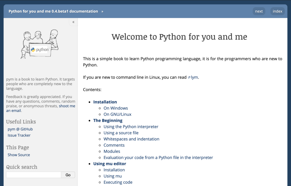 Giao diện Python for You and Me