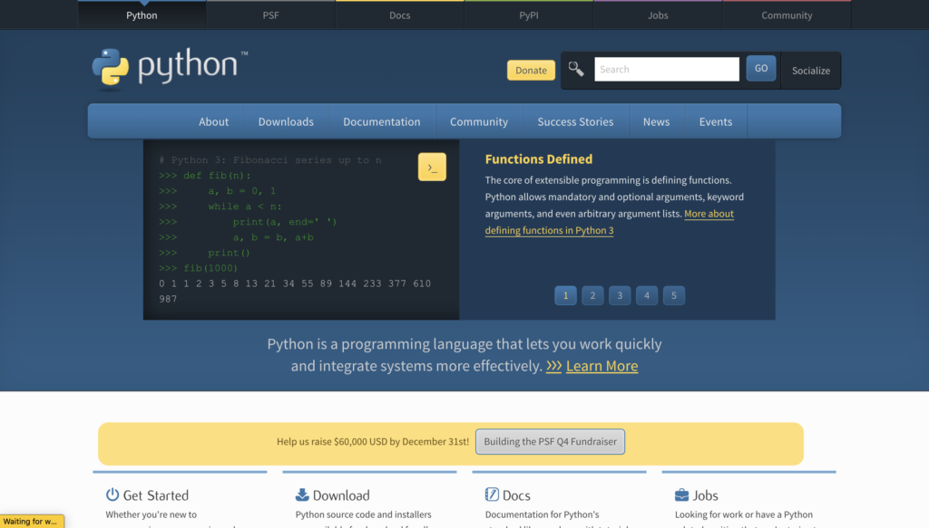 Học Python trên python.org