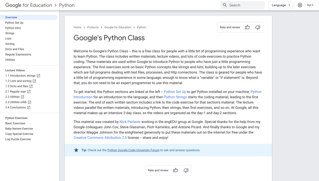 Học Python với Google’s Python Class eBook