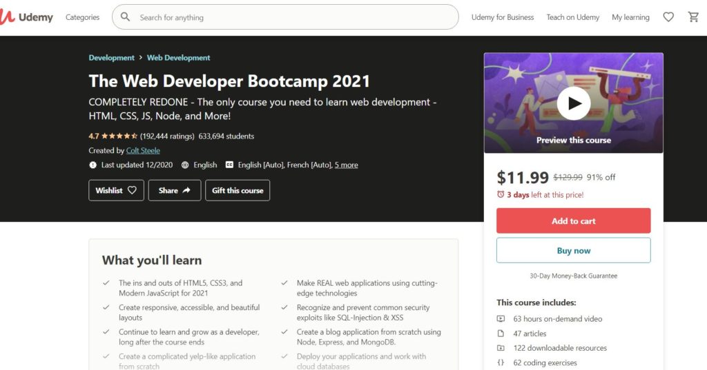 Khóa học front end theo mô hình bootcamp