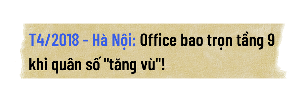 T4/2018 - Hà Nội: Office bao trọn tầng 9 khi quân số "tăng vù"!